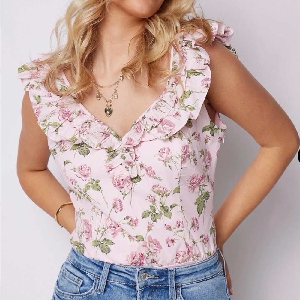 Floral Ruffle Sleeveless Top Bodysuit